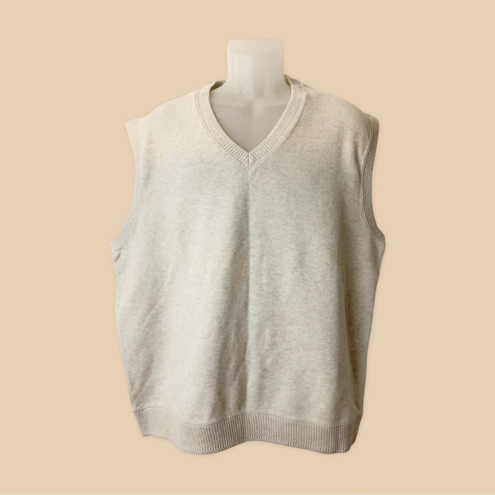 TOMMY Bahama Sweater Vest Cotton Solid Beige Color Size XL